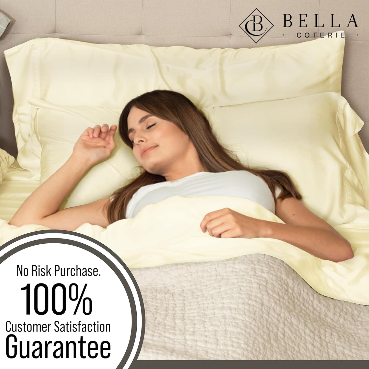 Bella Coterie Luxury Bamboo Viscose Split King Size Sheet Set | 100% Organically Grown | Ultra Soft | Cooling for Hot Sleepers | 18" Deep Pocket [Lemonade]