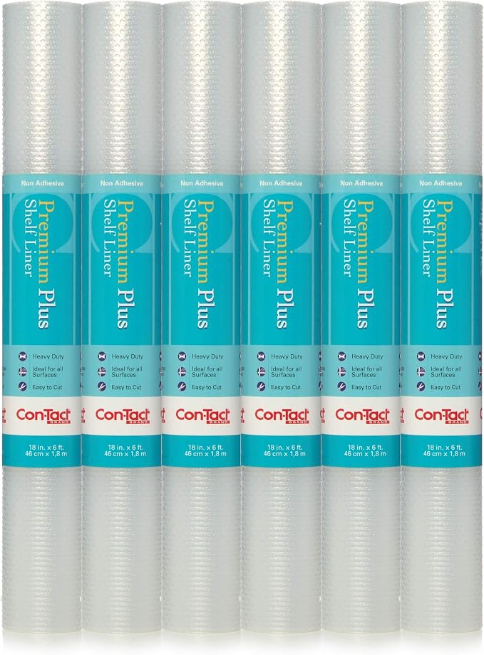 Con-Tact Brand Premium Plus Non-Adhesive Shelf Heavy Duty and Multi-Functional Drawer Liner, Protect and Organize Your Shelves and Drawers, 18" x 6', Nova Crystal Clear, Pack of 6 Rolls by Kittrich+%28Home%29