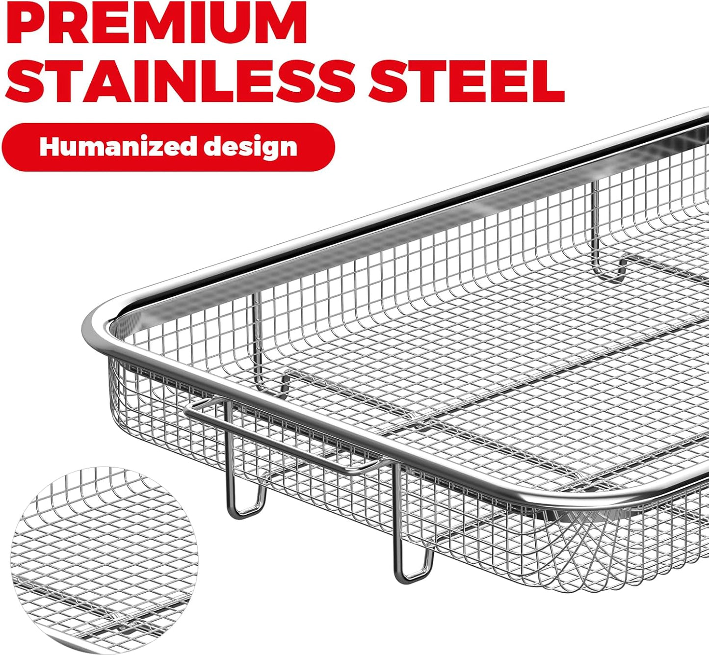 Air Fryer Basket for Oven, Air Fryer Basket and Stainless Steel Baking Tray Pant Oven Air Fryer Pan Rack for Cooking Baking Dishwasher and Broiling (13.1"x9.6" & 15.3"x11.1")