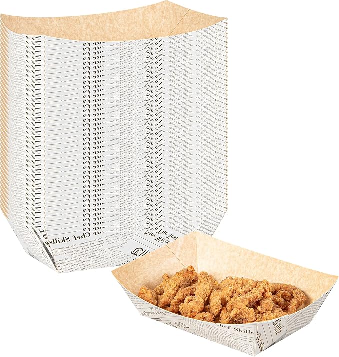 Restaurantware Paper lb Newsprint Food Tray Boat, 50 Pack by Restaurantware