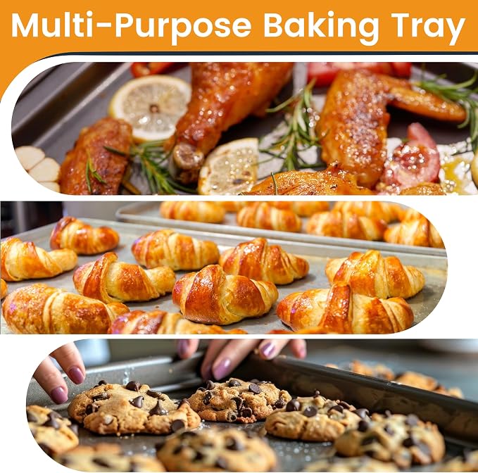 6 Pack Full Size Aluminum Baking Sheet Pan, 26 x 18 in | NSF, Aluminum Commercial Cookie Sheets, Non-Stick, Oven Safe Up to 500℉ - Image 8