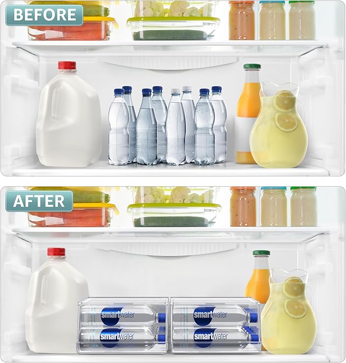 Sorbus Water Bottle Organizer for Refrigerator & Pantry, Stackable (2 Pack) | BPA-free construction keeps drinks arranged and visible, with easy dispenser access for chilled storage and restocking. - Image 5