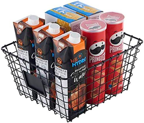 JUNCHU CHERRY 4 Pack【Large】 Wire Handmade Storage Basket for Organizing Household Goods,Pantry Organization,Bathroom countertop,Laundry,Wardrobe Storage Basket,Black - Image 4