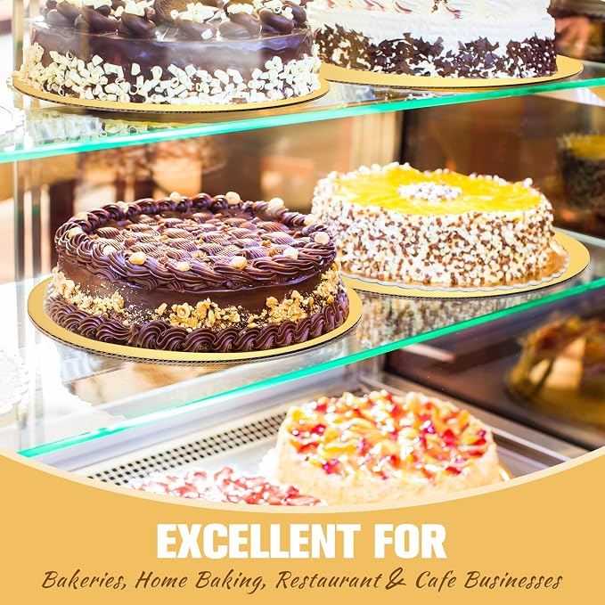 Potchen 100 Pack 8 Inches Round Cake Boards Cardboard, Gold - Image 6