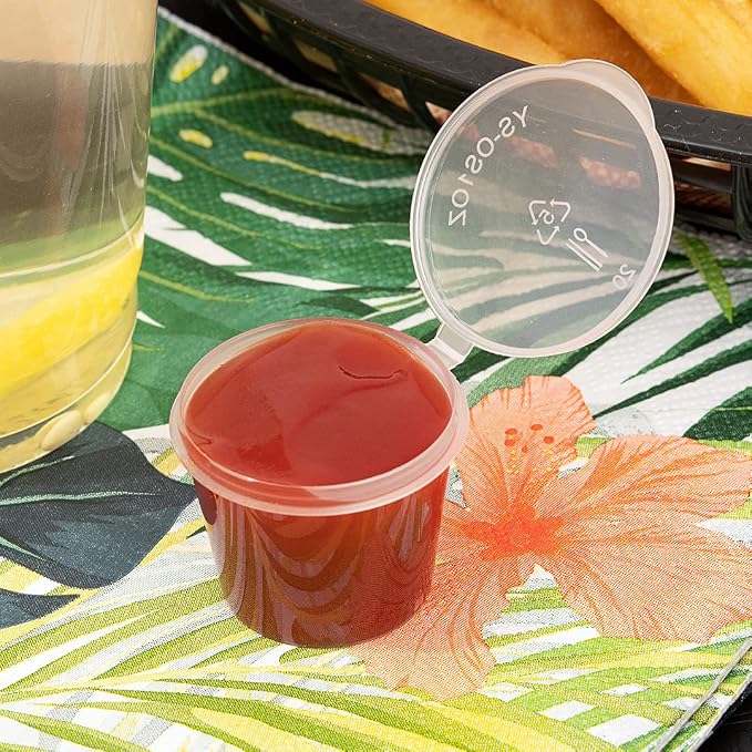 Restaurantware Clear Plastic Sauce Cups With Hinged Lids 2000 Count 1 Ounce Disposable Dipping Containers, Spill-Proof Storage Cups, Freezer-Safe Portion Bowls, Clear - Image 7