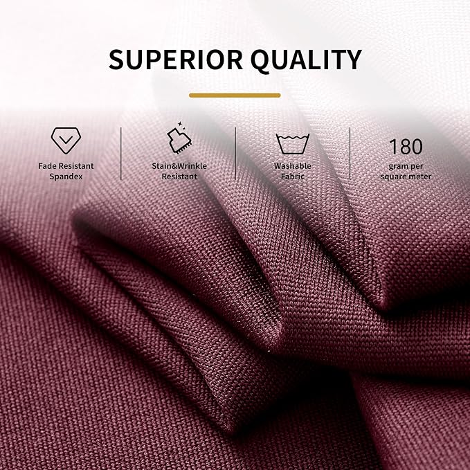 Spandex Tablecloth 6FT Rectangle Table Cover 6 Pcs Burgundy Wrinkle-Free - Image 2