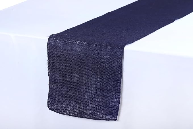 MDS® Pack of 15 Natural Burlap Table Runner, 12 x 108 Inch, Jute Rustic Farmhouse Boho Table Decor for Wedding Reception, Dining Table, Bridal Shower, Baby Shower & Party Decorations - Navy Blue - Image 3