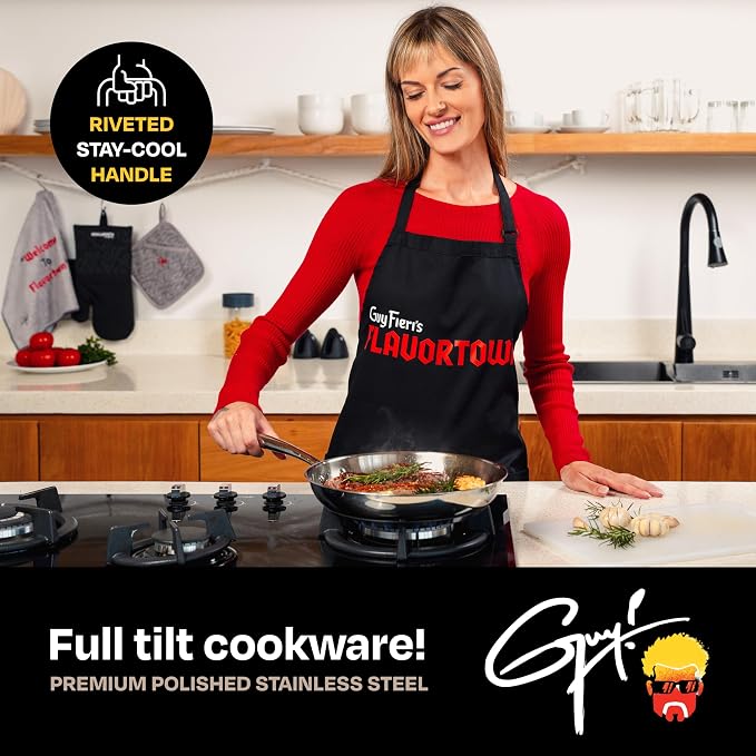 Guy Fieri's Flavortown 10.3" Stainless Steel Frying Pan, Tri-Ply Base - Image 5