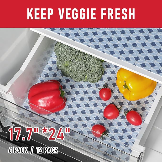 Cooyes 12 Pack Cloth Shelf Liners 17.7" × 24", Non-Slip Refrigerator Liners Machine Washable, Refrigerator Drawer Mats for Glass Shelves and Kitchen Cabinets, (Light Blue) - Image 6