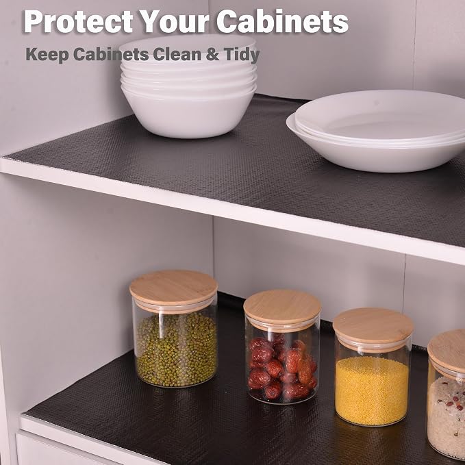 Drawer and Shelf Liners for Kitchen Cabinet,Non Slip Cabinet Liners for Shelves,Non-Adhesive Strong Grip Mats Protect Dresser Cupboard,Shelf Paper Easy to Clean-23.6IN x 30FT Black - Image 4