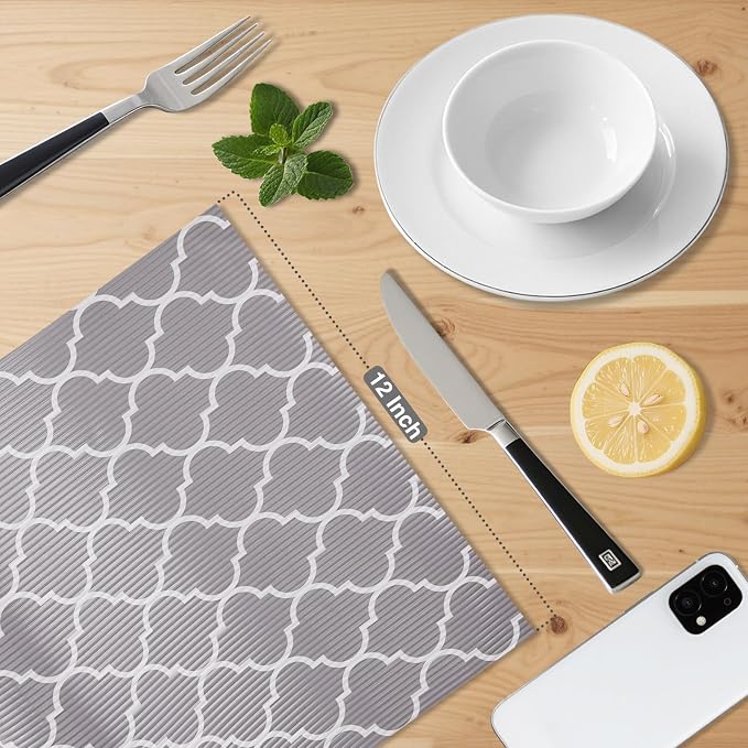 Glotoch Drawer Liner and Shelf Liner, 12 in x 30 ft, Quatrefoil Gray - Image 2