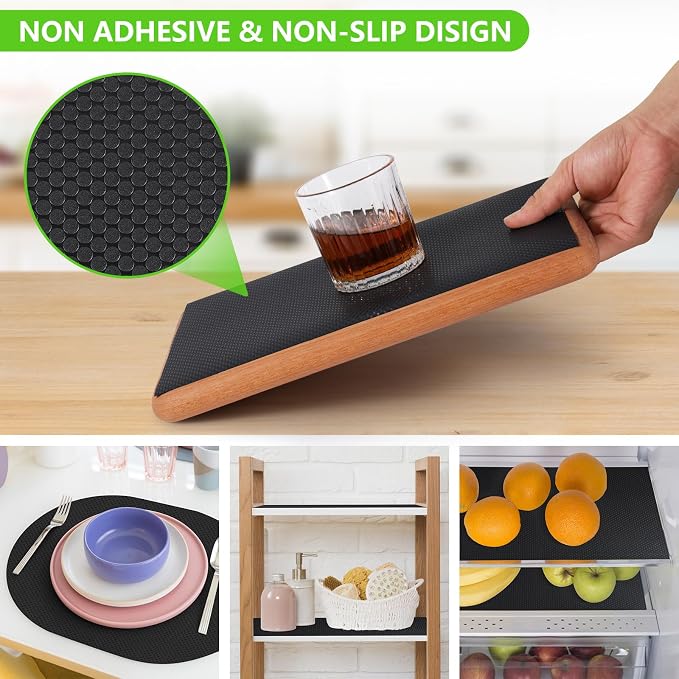Kitchen Shelf Liner Non Adhensive,Cabinet Drawer Mat Black 17.5"× 236.2" - Image 7