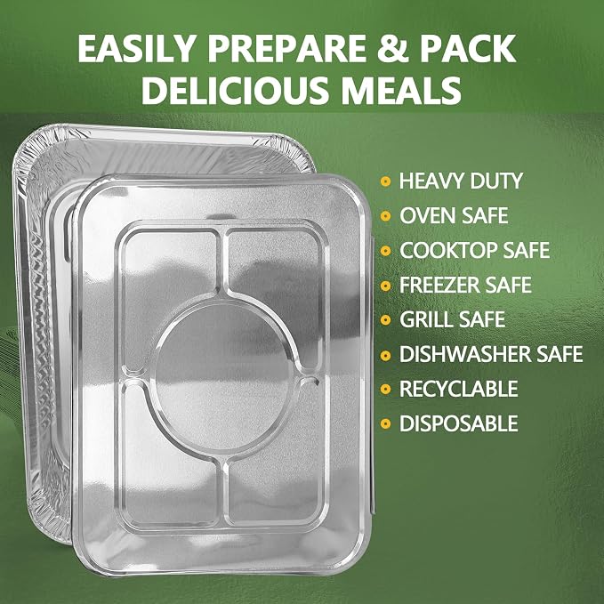 Thickened 20 Pack Heavy Duty Aluminum Pans with Lids, 9x13 Aluminum Foil Pans Disposable, Half Size Steam Table Foil Baking Tray for Cooking, Baking, Roasting & Chafing, Carton Packaging - Image 5