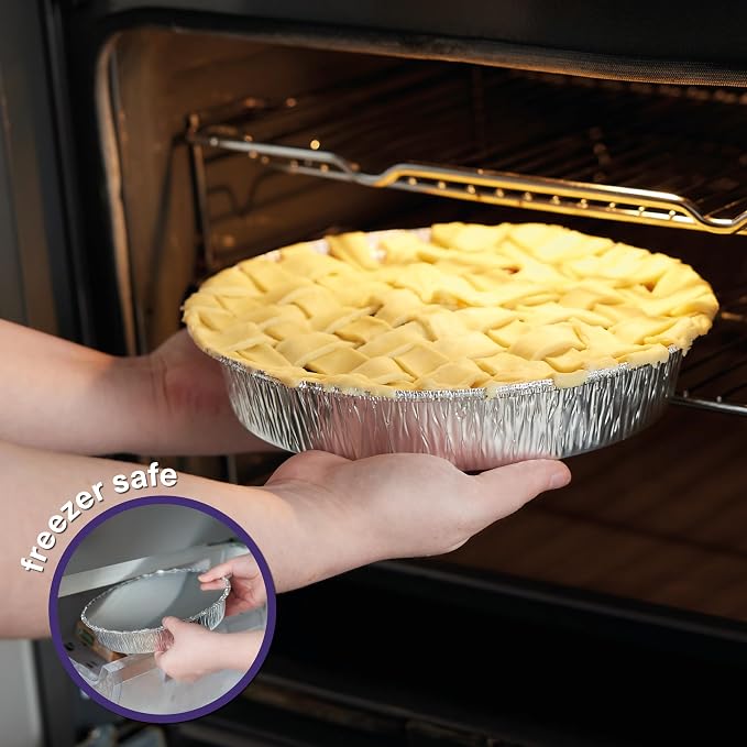 MATANA 40 Pack 9 Inch Round Aluminum Foil Pie Pans with Lids, Pie Tins Disposable for Cinnamon Rolls, Baking Tarts & Cakes, Pie Pan For Cooking, Storage, Roasting & Reheating - Image 3