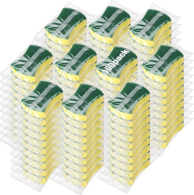 100 Pcs Individually Wrapped Sponges Uncompressed Green by Ovveroche
