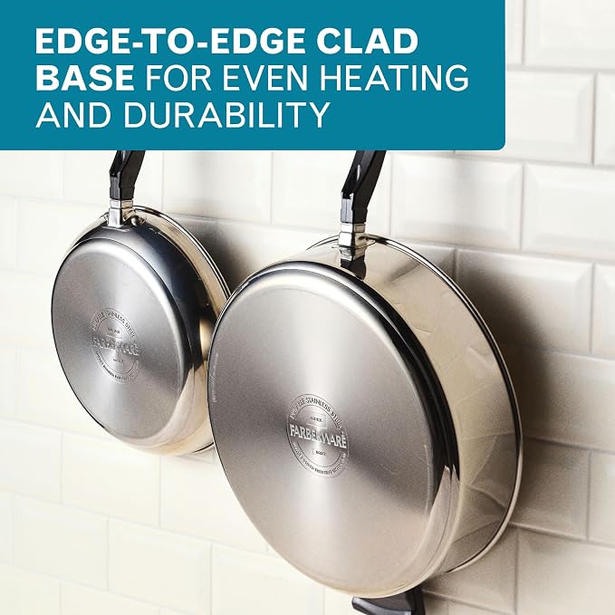 Farberware Classic Series Anniversary Edition Stainless Steel Sauté Pan and Lid with Helper Handle, Induction Suitable, 6 Quart Jumbo Cooker, Metal Utensil Safe - Stainless Steel - Image 4