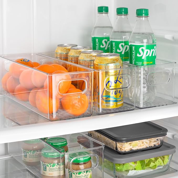 Plastic Food Storage Clear Container Bin with Handles for Organizing Kitchen, Pantry, Refrigerator, Freezer, Pantry, Cabinet, Closet, Bathroom. 14”x4”x4” - Image 7