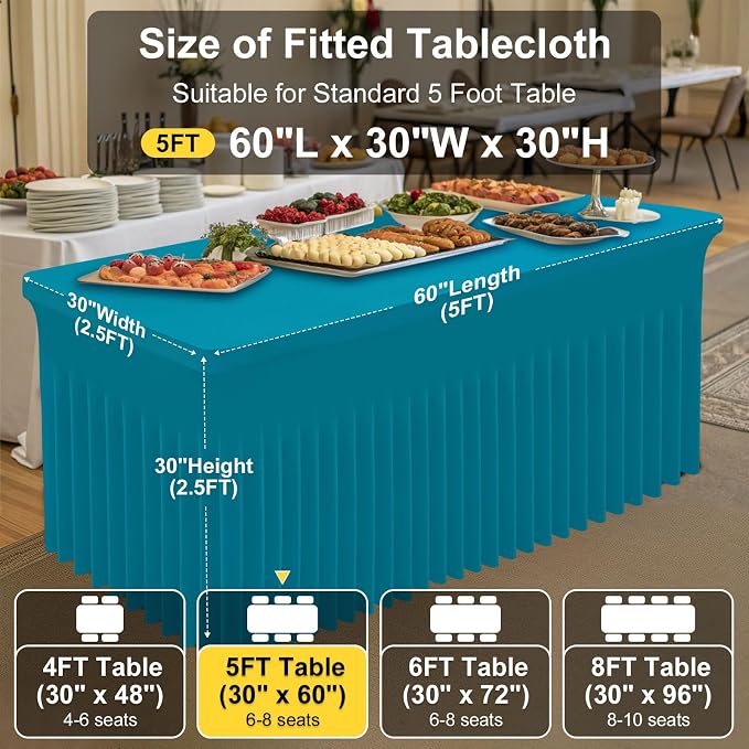 Smiry Spandex Elastic Fitted Table Cloth Skirt for 5FT Rectangle Table - Image 4