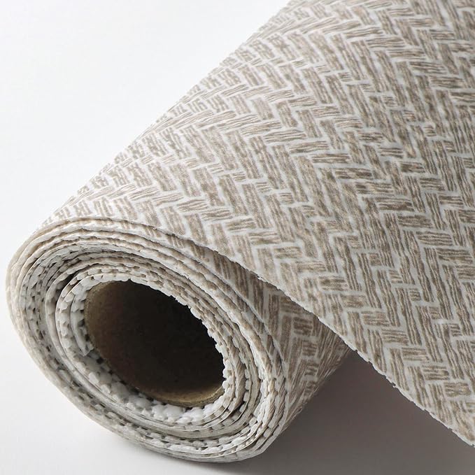 Beige Linen Shelf Liner Kitchen Cabinet Drawer Liner 12IN x 10FT by TryougxaShelfLiner