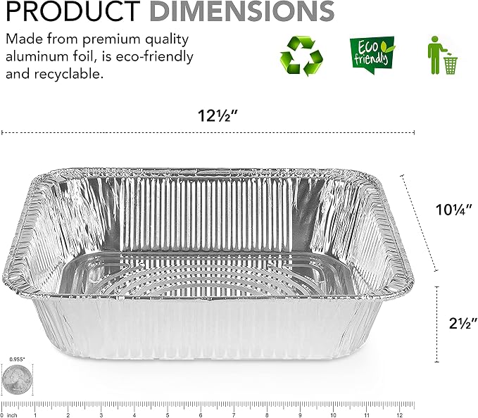 Stock Your Home 9x13 Aluminum Pans (40 Pack) - Disposable and Recyclable Foil Trays - Half Size Steam Table Deep Pans - Tin Foils for Cooking, Heating, Storing, Prepping Food - Image 2