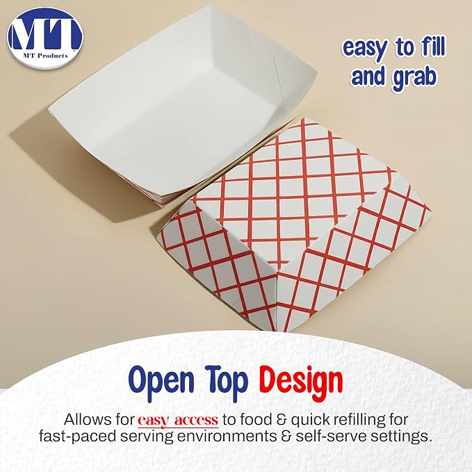 MT Products Plaid Charcuterie Trays 1/2 lb. - Disposable Paper Food Tray (Pack of 1000) - Made in the USA - Image 6