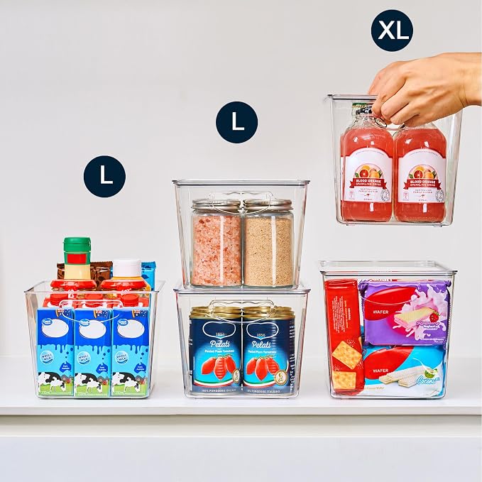 theaoo Large Clear Storage Bins with Lids, Stackable Containers, 8 Pack - Image 7