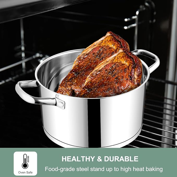 E-far Stainless Steel Stock Pot, 5 Quart Pot with Glass Lid for Soup Pasta - Image 5