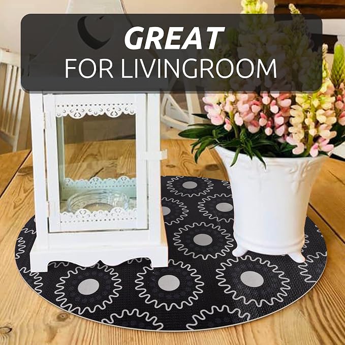 12X120 Inch Shelf Liner for Kitchen Cabinets, PVC Drawer Liner for Dresser Non-Slip Bathroom, Non-Adhesive Cabinet Liner Washable (Black Circle)(1 Roll) - Image 6