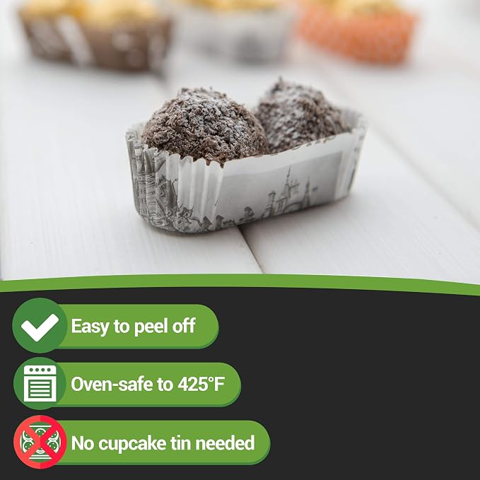 Restaurantware-Premium 3-inch Baking Cups: Regular-Ridged Elliptical Paper Baking Cups Perfect for Muffins, Cupcakes or Mini Snacks - Black & White Press Print Design - Disposable - 200-CT - Image 15