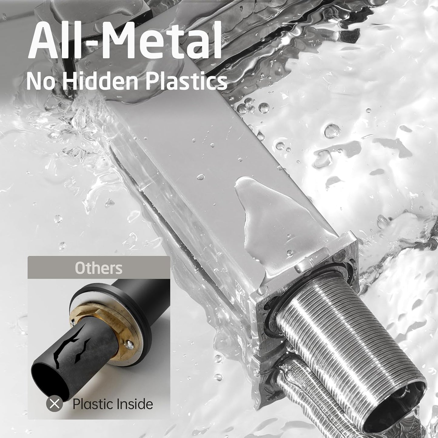 KES All Metal Brushed Nickel Bathroom Sink Faucet with Sink Drain NO Overflow, 1 Hole Single Handle Bathroom Vanity Faucet, Stainless Steel, cUPC NSF Certified, L3156ALFF12-BS-C2