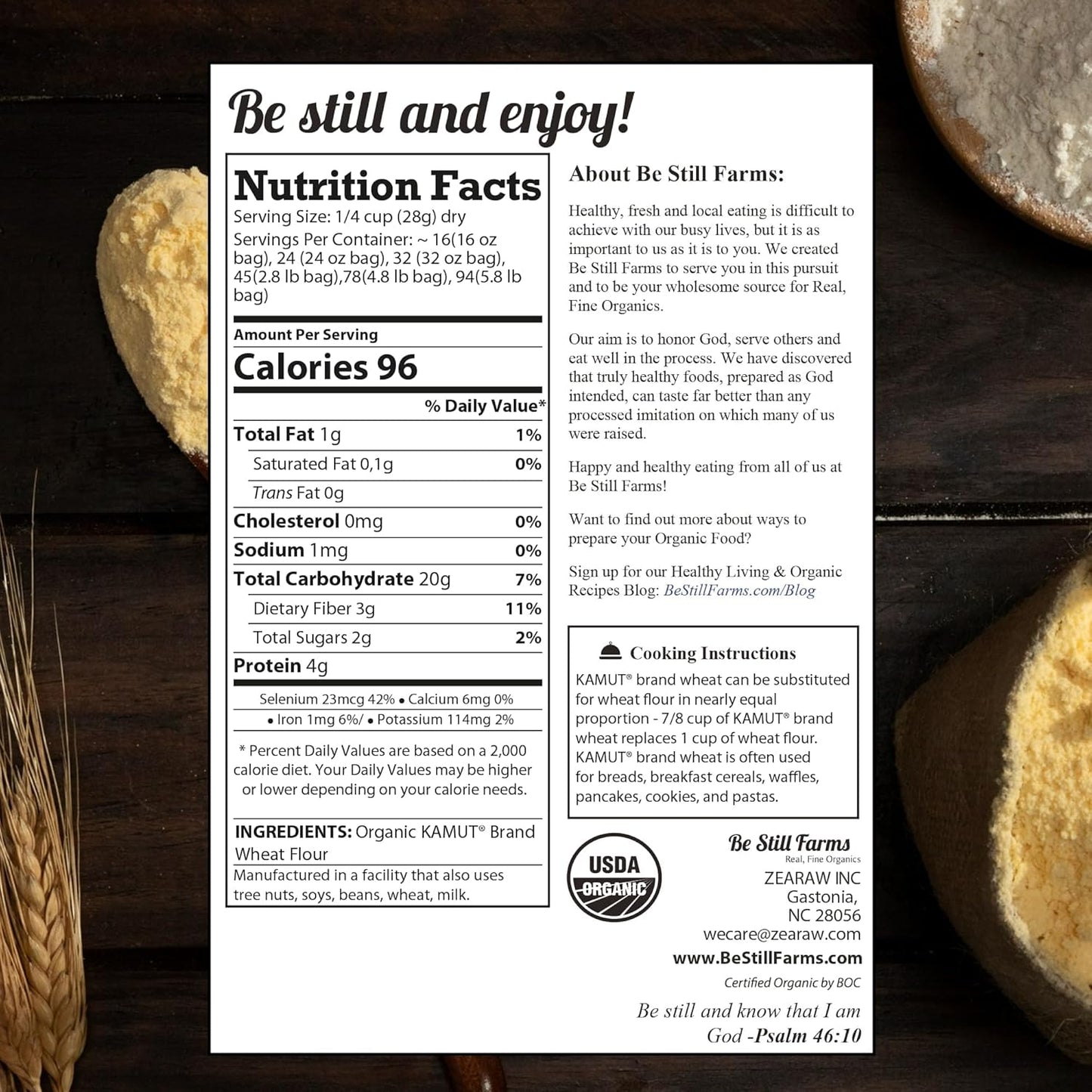 Kamut Flour Organic Bulk by Be Still Farms - Bread Flour for Baking (2.8 lb) Khorasan - Organic Whole Wheat Flour Unbleached - High in Fiber | USA Grown | USDA Certified | Vegan | Non-GMO