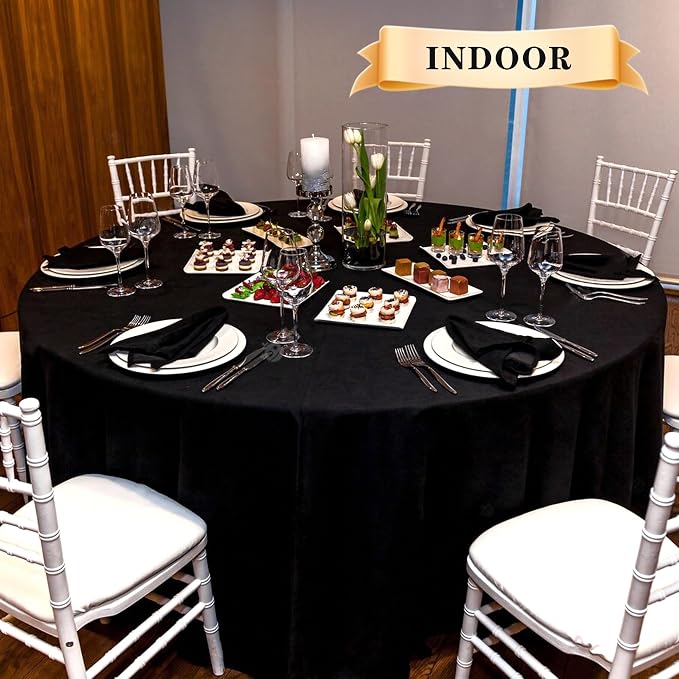 sancua Round Tablecloth 108 Inch Black, 6 Pack - Image 5