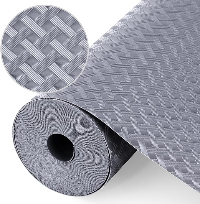 Shelf Liners, Non-Adhesive Drawer Liner, Waterproof & Oil-Proof Kitchen Cabinet Cupboard Liner Plastic EVA Material BPA Free Fridge Liner Mats Paper Protector for Shelves (Grey/16in x 240in) by Origuuds