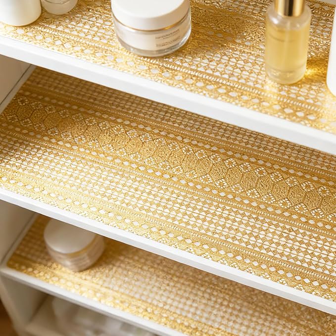 Drawer and Shelf Liner - Gold Geometric Lace Pattern,Non Adhesive - Image 8