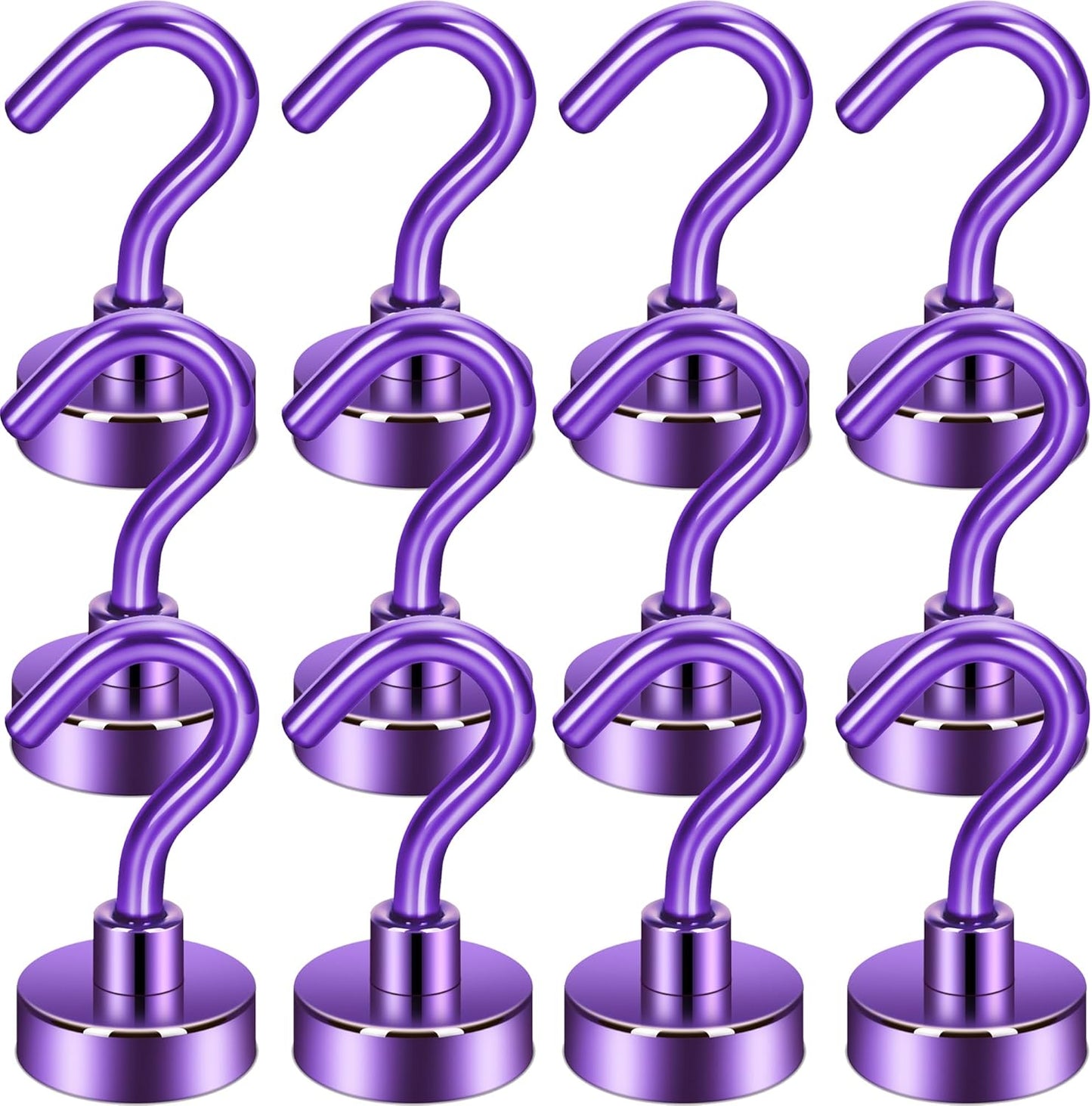 Neosmuk Magnetic Hooks, Cruise Ship Essentials, 30lb+ Heavy Duty Magnetic Hooks for Cruise Cabins, Refrigerator, Grill, Hanging, and Travel | Extra Strong Must-Haves Magnet Hook(Purple,Pack of 12)