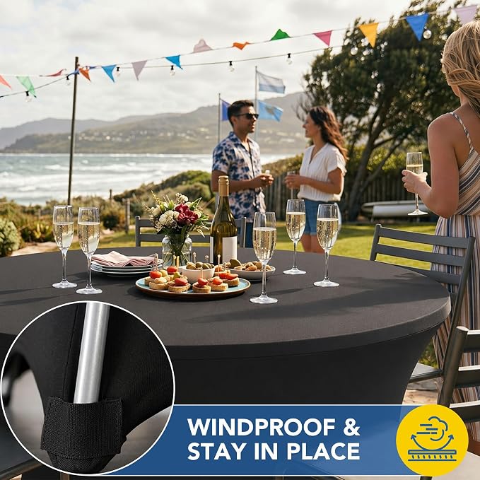 Fitted Round Table Covers 4ft-Spandex Elastic Black Small Tablecloth - Image 5