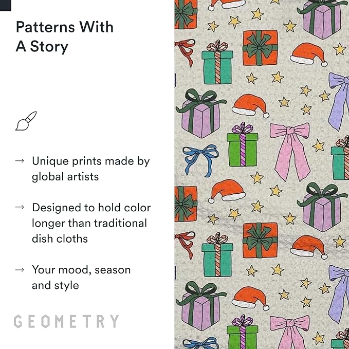 GEOMETRY Holiday Kitchen Dish Cloths - Quick Dry Dishcloths for Kitchen - Premium Dish Rags with Geoweave - 3-Pieces (Wrapped Up, 10"x10") - Image 5
