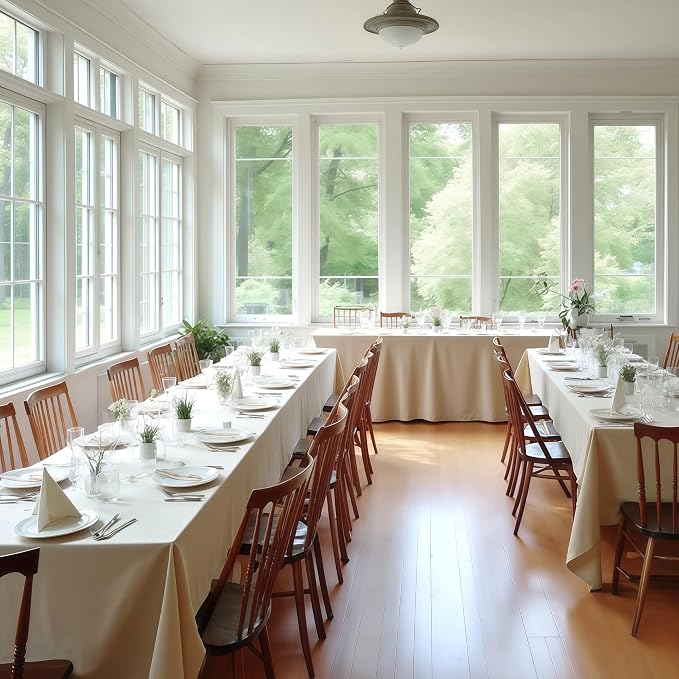 Fitable 8 Pack Ivory Tablecloths 90x132 Inch for 6 Foot Rectangle Tables - Image 7