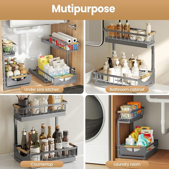Under Sink Organizer and Storage for Bathroom and Kitchen - 2 Pack 2 Tier - Image 7