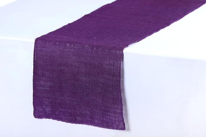 MDS® Pack of 25 Natural Burlap Table Runner, 12 x 72 Inch, Jute Rustic Farmhouse Boho Table Decor for Wedding Reception, Dining Table, Bridal Shower, Baby Shower & Party Decorations - Cadbury Purple - Image 3