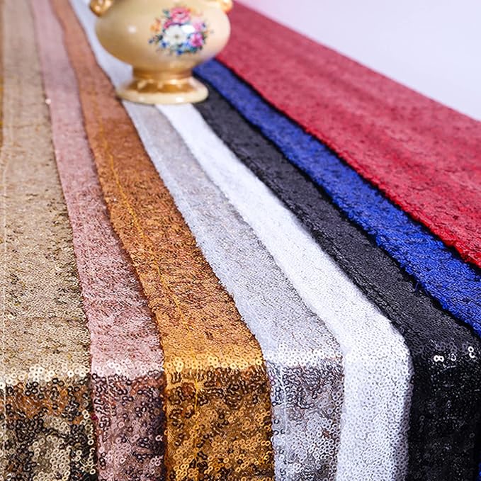Burgundy Sequin Table Runner 12 Pack, 12x72 Glitter Table Runners - Image 6