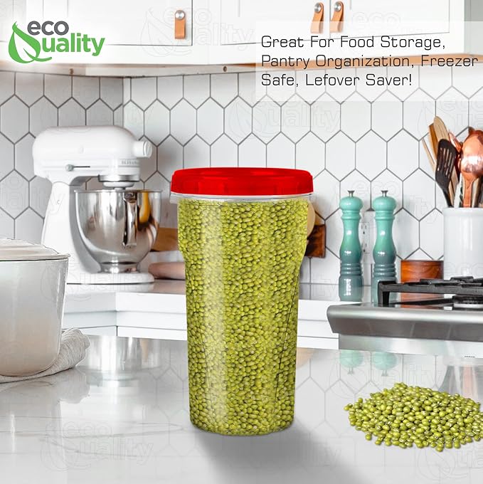 48 oz Clear Twist Top Storage Deli Containers with Leak Proof Lids Red - BPA Free Snack Containers Airtight Reusable Plastic Food Storage Canisters with Twist Seal Caps, Food Storage, Meal Prep, Freezer, Kitchen Organizer, Stackable, Reusable (12) - Image 7