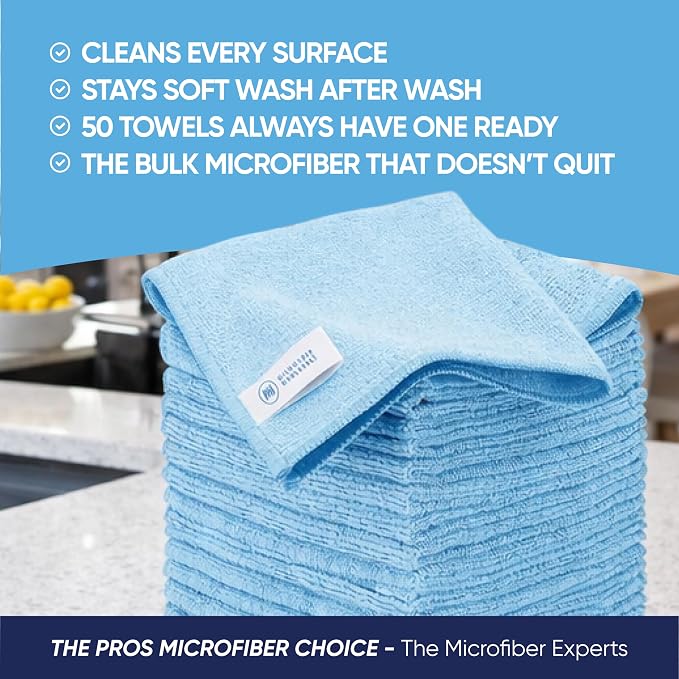 Microfiber Wholesale Bulk 12” X 12” All Purpose Towels Case Quantity (400 Count) | No Fraying | High Density Microfiber | Zero Chemical Cleaner | Long-Lasting (Yellow) - Image 2