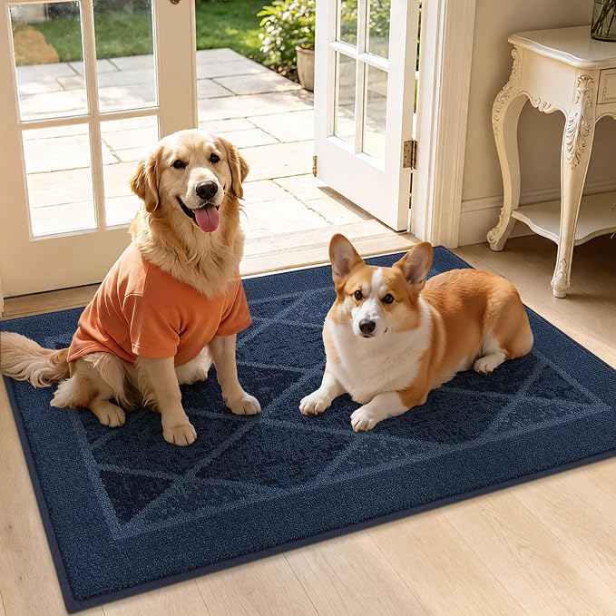 BEQHAUSE Dirt Trapper Door Mats 32" x 48", Non-Slip Washable, Navy Blue - Image 8