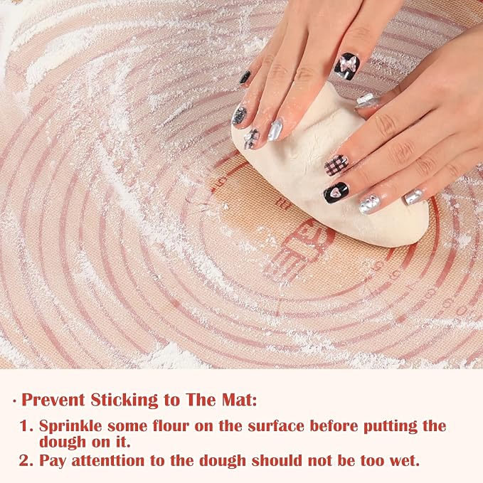 Non-slip Silicone Pastry Mat Extra Large Measurements 28''x 20'' Baking Mat | Silicone Baking Mat Counter Dough Rolling Oven Liner Fondant / Pie Crust Sourdough Bread Supplies - Folksy Super Kitchen Red - Image 5