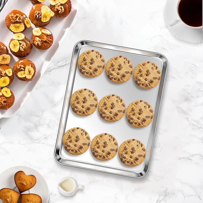 Homikit 1 Pack Mini Stainless Steel Baking Sheet, Non Stick | 9x7 Inch Metal Toaster Oven Pan, Small Cookie Tray for Baking, Flat Bacon Sheet, Non Toxic, Rustproof, Dishwasher Safe - Image 9