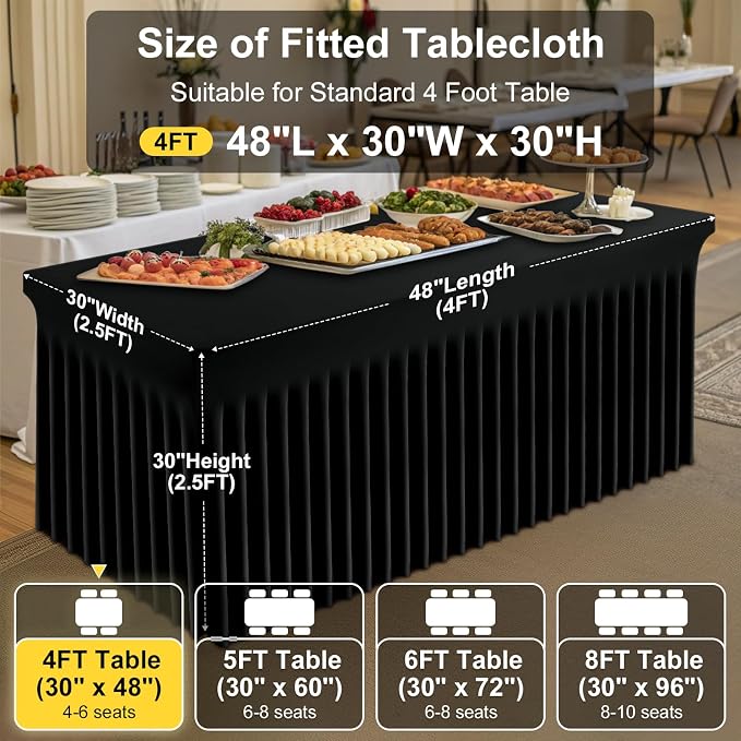 Smiry 2 Pack Spandex Elastic Fitted Table Cloth Skirt for 4FT Table - Image 6