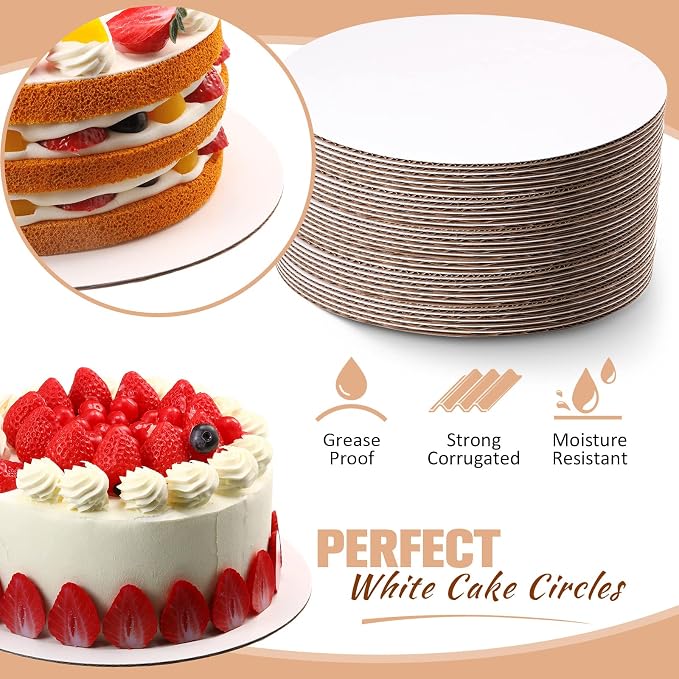 Potchen 100 Pack 6 Inches Round Cake Boards Cardboard, White - Image 3