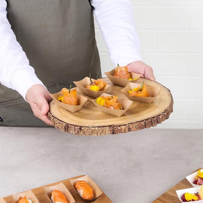 Restaurantware-Bio Tek 2 Ounce Food Boats, 50 Disposable Paper Food Trays - Heavy-Duty, Grease-Resistant, Kraft Paper Food Boats, For Snacks, Appetizers, Or Treats, Use At Parties Or Carnivals - Image 5