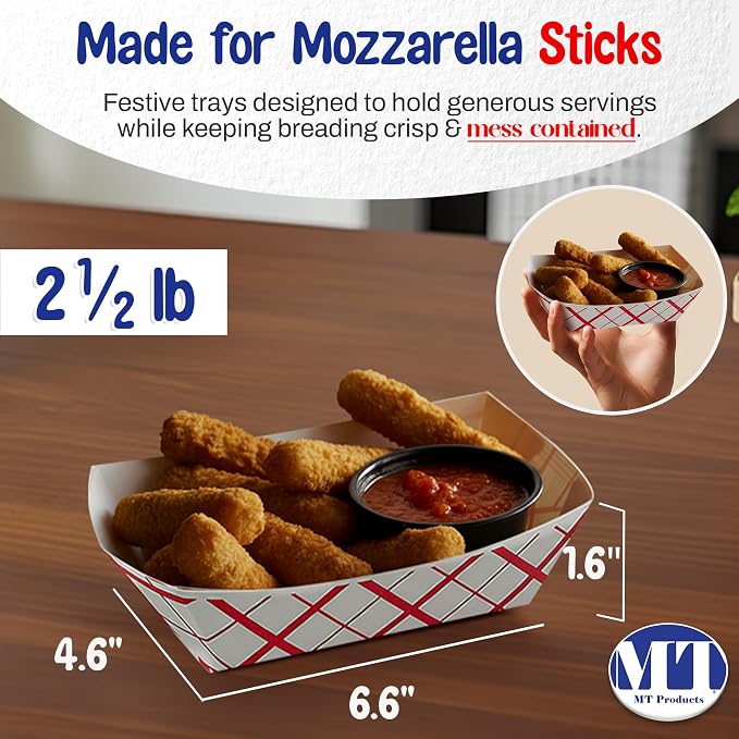MT Products Classy Plaid Hotdog Trays 2 1/2 lb. - Disposable Paper Food Trays (Pack of 500) - Made in The USA - Image 2